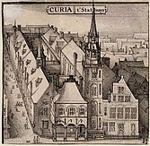 Het oude stadhuis, zoals herbouwd na de laatste stadsbrand in  1452.